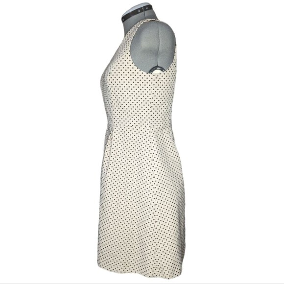 Women's Ann Taylor Cream and Black Sleeveless Fit and Flare Polka Dot Dress, 10 - Picture 5 of 7